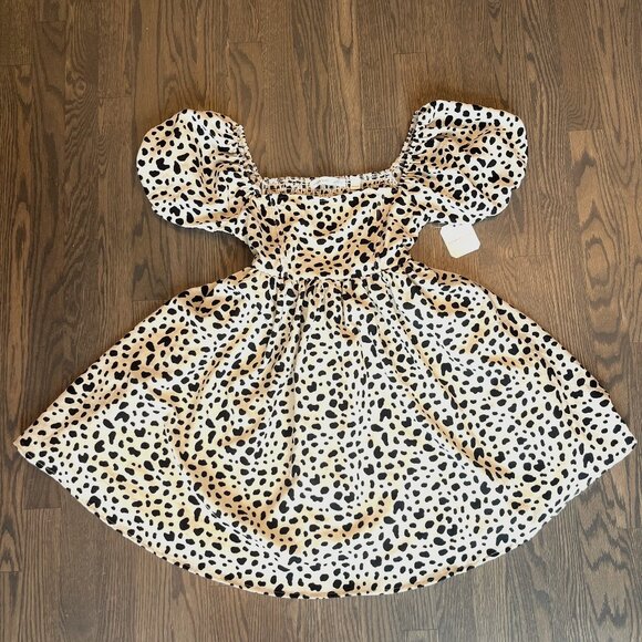 NWT -  Host Pick! - Altar'd State Cow Print Puff Sleeve Mini Dress - Size Small - Picture 1 of 3